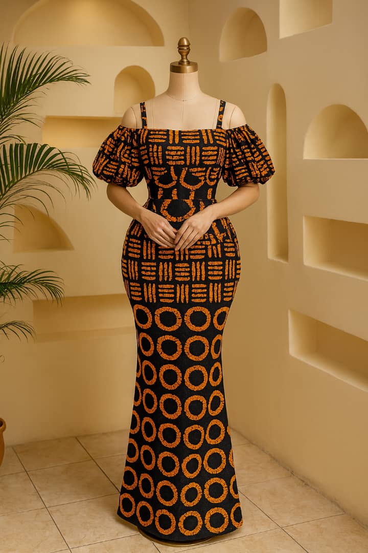 Beautiful Off Shoulder Ankara Gown Dress