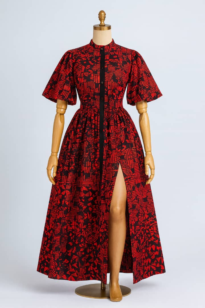 Long High-Slit Ankara Gown